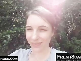 Gorgeous Young Woman Outdoors Takes A Massive Shit (SUPER CUTE)