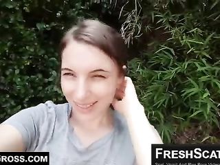 Gorgeous Young Woman Outdoors Takes A Massive Shit (SUPER CUTE)