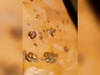 Black Woman With Hairy Pussy Masturbates While Shitting Enema Out