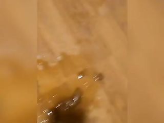 Black Woman With Hairy Pussy Masturbates While Shitting Enema Out