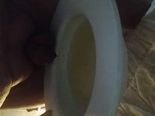 Guy With Sissy Little Cock Fills His Bed Pan Up With Piss