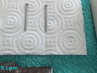 Woman Tormented With Needles, Nails And Gets Off To Electro Stimulation