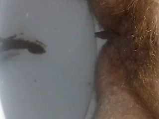 BBW With Hairy Pussy Taking Nice Dump And Piss For Us Live